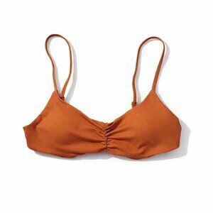 Andie Swim The Symi Ruched Bikini Top Cedar Rust Women’s Medium Minimalist NWT